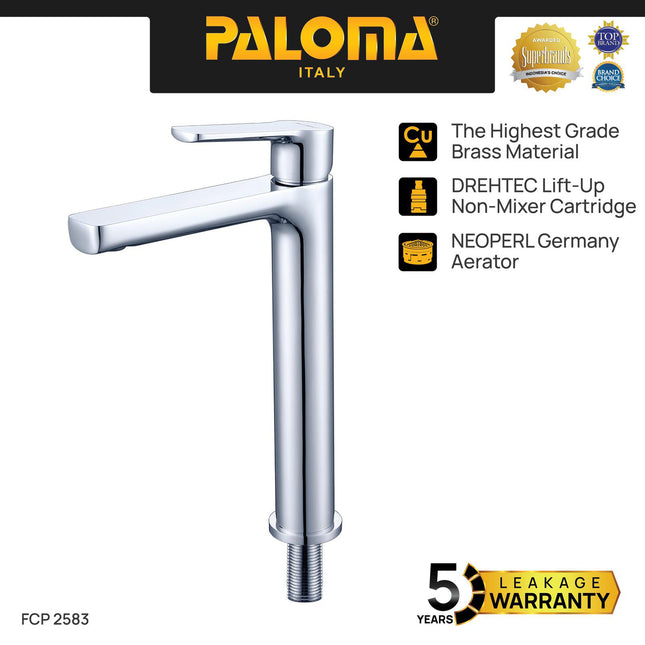 PALOMA FCP 2583 Keran Wastafel Tinggi Bambu Keran Tanam Keran Cuci Tangan Keran Kamar Mandi Brass Kuningan Chrome Krom