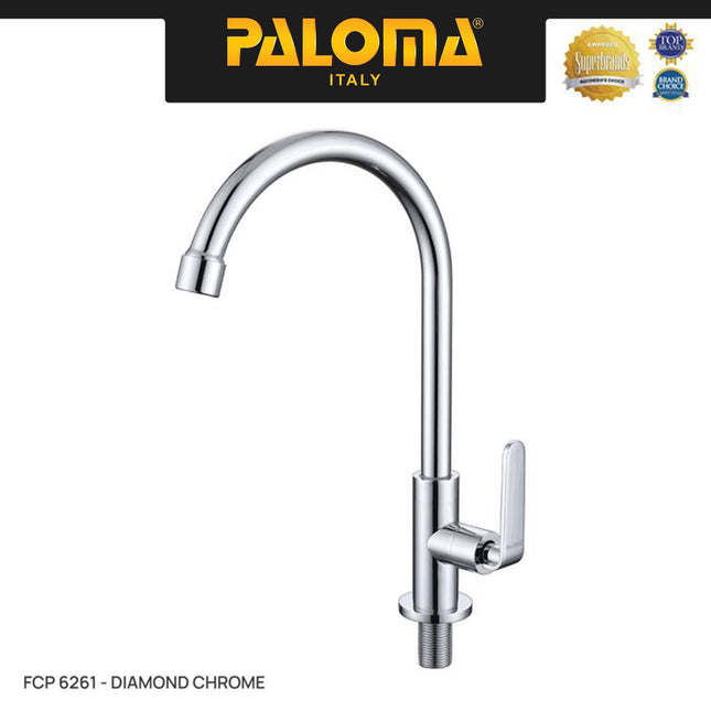 PALOMA FCP 6261 Kran Cuci Piring Kran Air Sink Kran Leher Angsa Tembok Dinding Wall Brass Kuningan Chrome Krom
