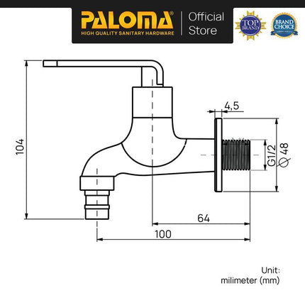PALOMA FCP 6273 Keran Taman Selang Dinding Tembok Kran Air Brass Kuningan