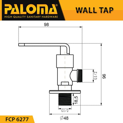 PALOMA FCP 6277 Keran Stop Toilet WC Jet Shower Valve Tembok Kran Air