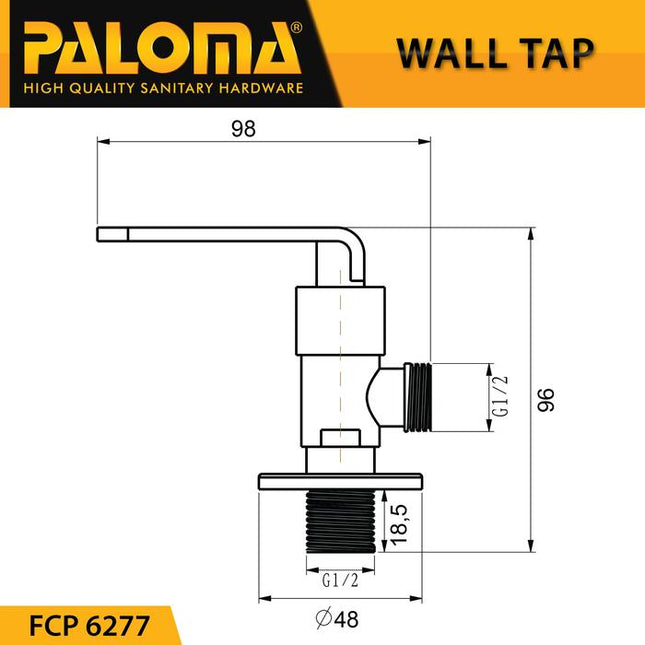 PALOMA FCP 6277 Keran Stop Toilet WC Jet Shower Valve Tembok Kran Air