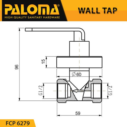 PALOMA FCP 6279 Keran Stop Valve Tanam Shower Mandi Tembok Kran Air
