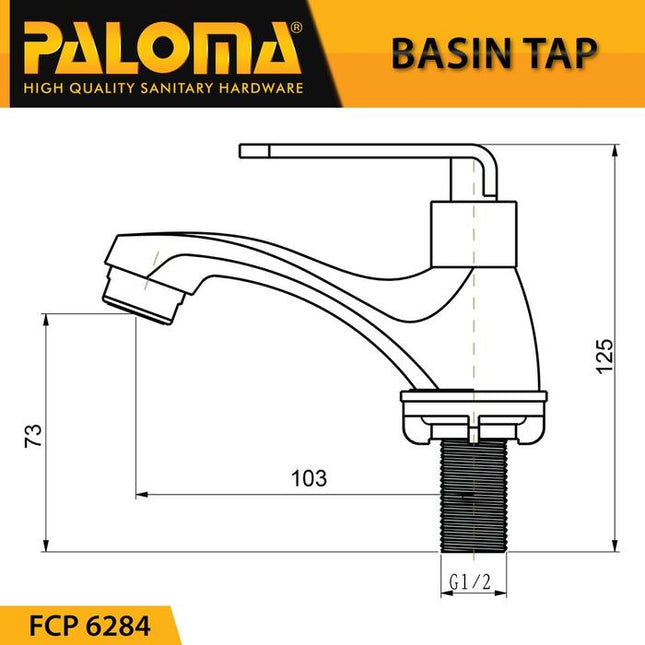 PALOMA FCP 6284 Keran Wastafel Cuci Tangan Basin Meja Kran Air Brass Kuningan