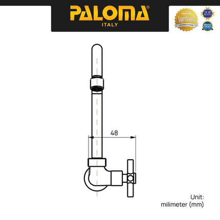 PALOMA FCP 6363 Kran Sink Leher Angsa Keran Dapur Kran Cuci Piring Kran Air Sink Tembok Dinding Wall Brass Kuningan Chrome Krom