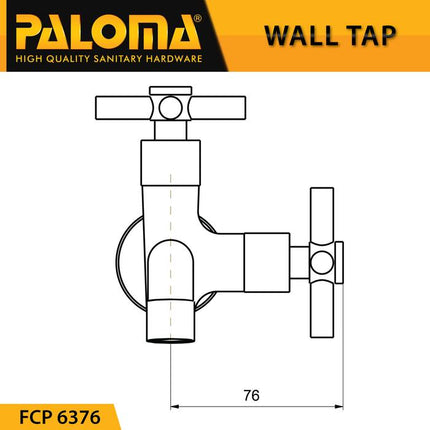 PALOMA FCP 6376 Keran Cabang Shower Bak Mandi Double Tembok Kran Air Brass Kuningan