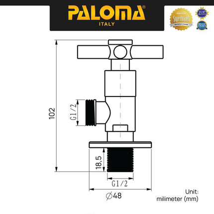 PALOMA FCP 6377 Keran Stop Cabang Keran Toilet Keran WC Keran Jet Shower Wall Tembok Keran Water Air Brass Kuningan Chrome Krom
