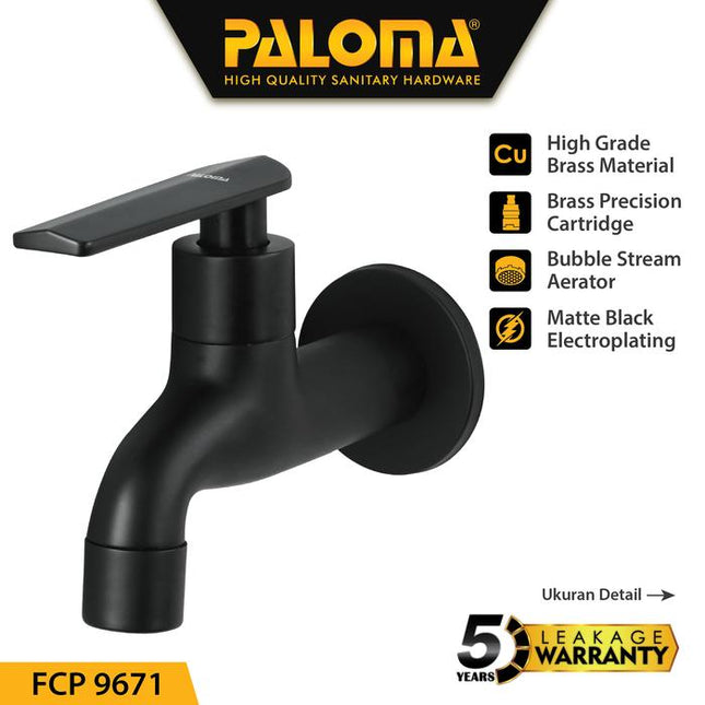 PALOMA FCP 9671 Keran Wastafel Cuci Tangan Kran Air Kamar Mandi Bathroom Brass Kuningan Matte Black Hitam