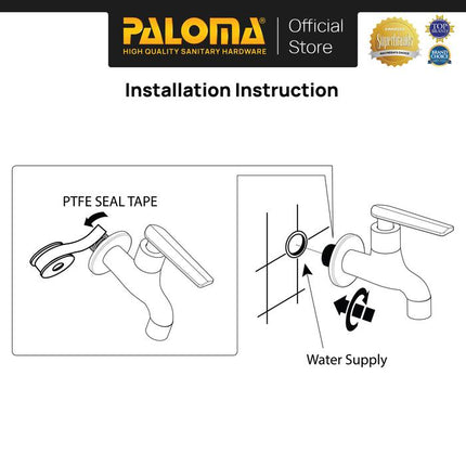 PALOMA FCP 9671 Keran Wastafel Cuci Tangan Kran Air Kamar Mandi Bathroom Brass Kuningan Matte Black Hitam