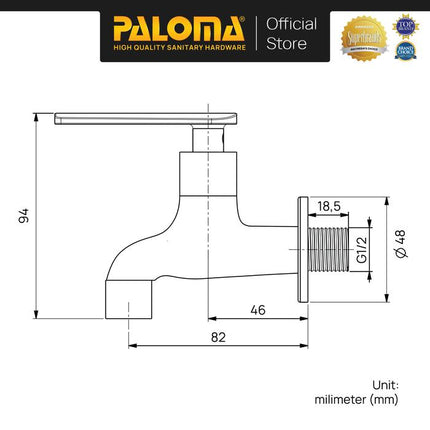 PALOMA FCP 9671 Keran Wastafel Cuci Tangan Kran Air Kamar Mandi Bathroom Brass Kuningan Matte Black Hitam
