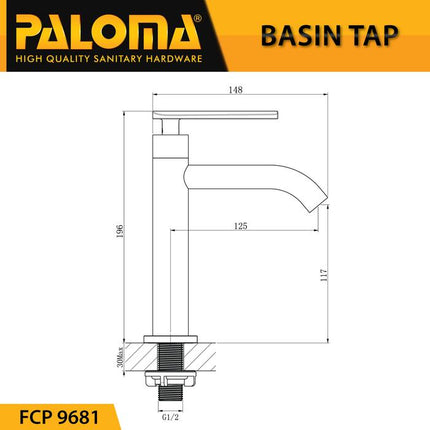 PALOMA FCP 9681 Keran Wastafel Sink Cuci Tangan Basin Meja Kran Air