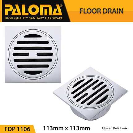 PALOMA FDP 1106 Floor Drain Strainer Saringan Got Kamar Mandi Anti Bau Brass Kuningan Diamond Chrome Silver Grey Abu