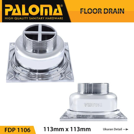 PALOMA FDP 1106 Floor Drain Strainer Saringan Got Kamar Mandi Anti Bau Brass Kuningan Diamond Chrome Silver Grey Abu