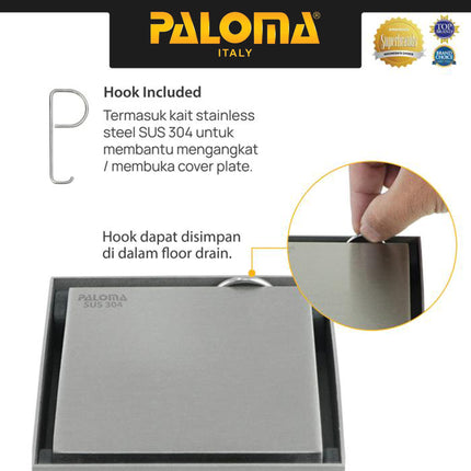 PALOMA FDP 2201 Floor Drain Saringan Got Kamar Mandi Floor Strainer Lubang Pembuangan Air Kamar Mandi Anti Bau Stainless Steel SUS 304 Satin DuraShield Matte Black Silver Grey Abu Hitam FDP 2201SD FDP 2201MB