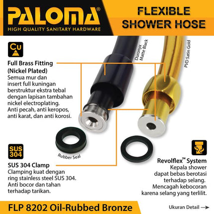 PALOMA Flexible Hose FLP 8202 FLP 9202 FLP 7205 FLP 7203 FLP 7202 Selang Handshower Hand Shower Fleksibel
