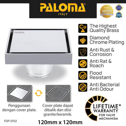 PALOMA Floor Drain Strainer Saringan Got Kamar Mandi FDP 2101 & FDP 2102 / Brass Floor Drain (Tile Insert)