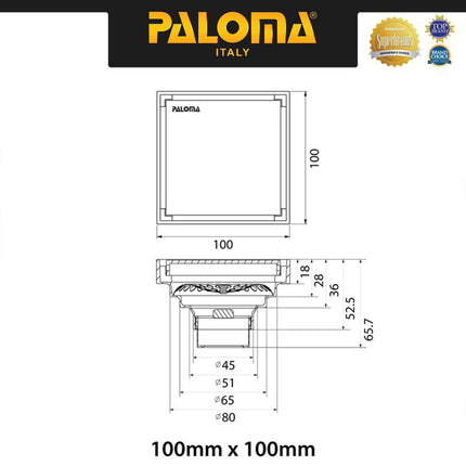 PALOMA Floor Drain Strainer Saringan Got Kamar Mandi FDP 2101 & FDP 2102 / Brass Floor Drain (Tile Insert)
