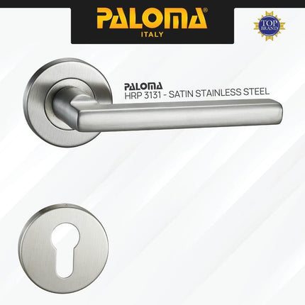 PALOMA Gagang Pintu Door Handle Pintu Roses Lever Engkol Pisah Misah Paket Kunci Pintu Lockset Lock Set Complete Komplit Stainless Steel SUS 304 Satin HRP LRP 3131
