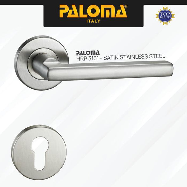 PALOMA Gagang Pintu Door Handle Pintu Roses Lever Engkol Pisah Misah Paket Kunci Pintu Lockset Lock Set Complete Komplit Stainless Steel SUS 304 Satin HRP LRP 3131
