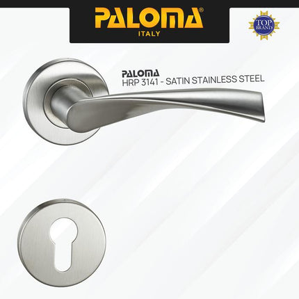 PALOMA Gagang Pintu Door Handle Pintu Roses Lever Engkol Pisah Misah Paket Kunci Pintu Lockset Lock Set Complete Komplit Stainless Steel SUS 304 Satin HRP LRP 3141