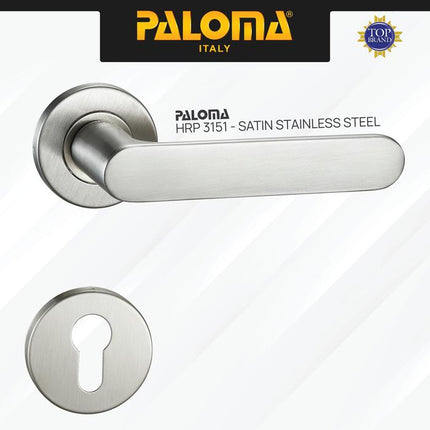 PALOMA Gagang Pintu Door Handle Pintu Roses Lever Engkol Pisah Misah Paket Kunci Pintu Lockset Lock Set Complete Komplit Stainless Steel SUS 304 Satin HRP LRP 3151