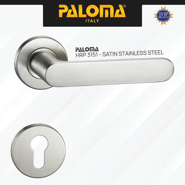 PALOMA Gagang Pintu Door Handle Pintu Roses Lever Engkol Pisah Misah Paket Kunci Pintu Lockset Lock Set Complete Komplit Stainless Steel SUS 304 Satin HRP LRP 3151