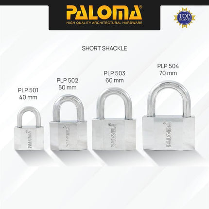 PALOMA Gembok Padlock Pagar Loker Kunci Pintu Leher Panjang Pendek Shackle Long Short Baja Hardened Steel Chrome Krom Silver Grey Abu PLP 501 502 503 504 505 506 507 508