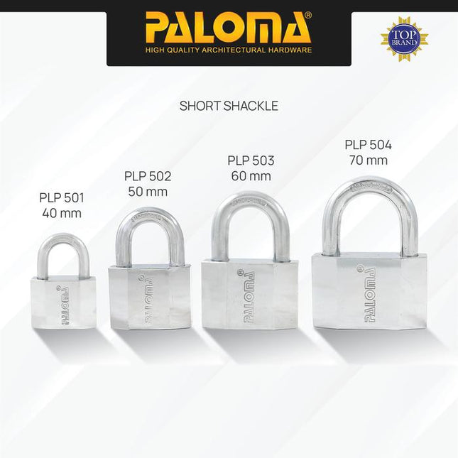 PALOMA Gembok Padlock Pagar Loker Kunci Pintu Leher Panjang Pendek Shackle Long Short Baja Hardened Steel Chrome Krom Silver Grey Abu PLP 501 502 503 504 505 506 507 508