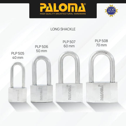 PALOMA Gembok Padlock Pagar Loker Kunci Pintu Leher Panjang Pendek Shackle Long Short Baja Hardened Steel Chrome Krom Silver Grey Abu PLP 501 502 503 504 505 506 507 508