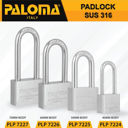 PALOMA Gembok Stainless SUS 316 Leher Panjang Pendek Long Short PLP 72