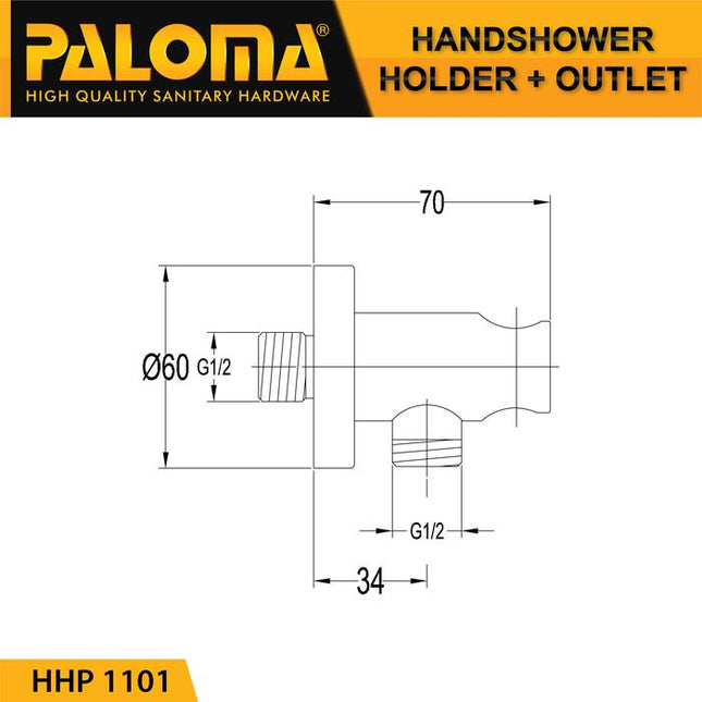 Hand Shower Holder PALOMA HHP 1101 Shower Holder Outlet Elbow Gantungan Hanger Handshower