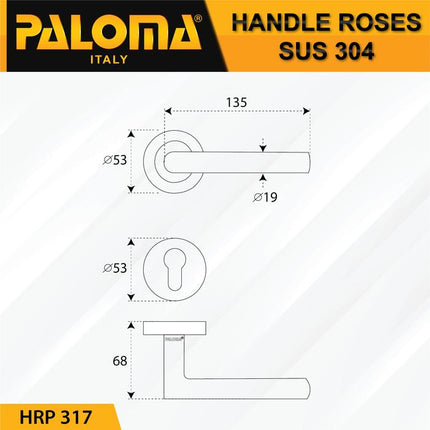 PALOMA HRP 317 Handle Pintu Roses Stainless Steel Lever Gagang Door