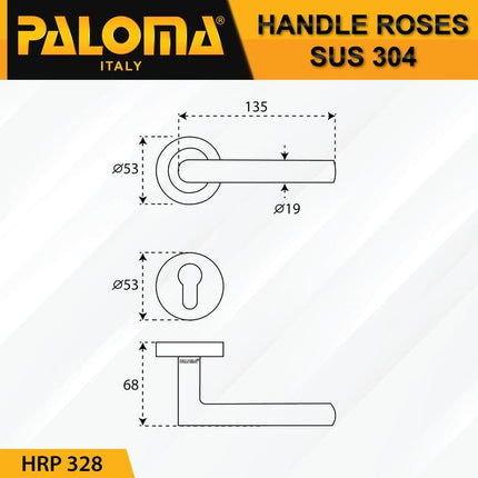 PALOMA HRP 328 Handle Pintu Roses Stainless Steel Lever Gagang Door