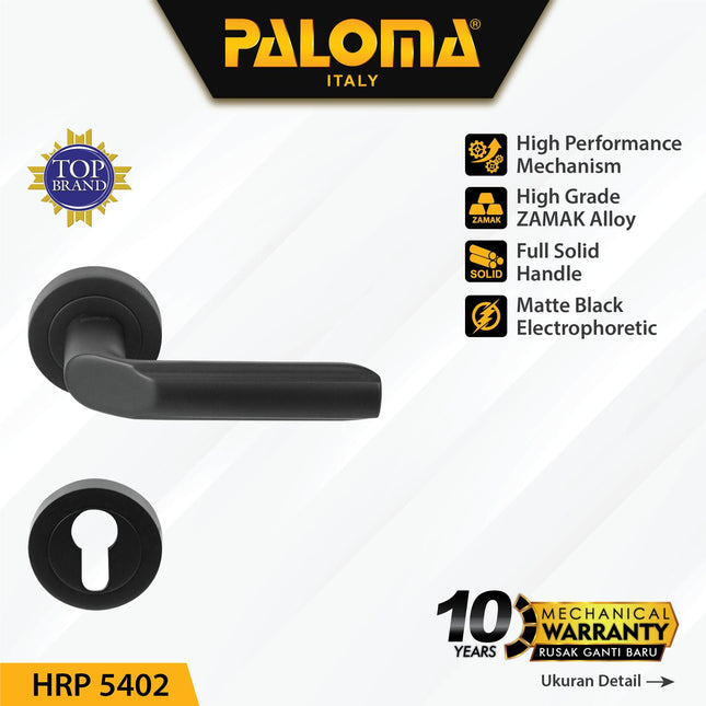 PALOMA HRP 5402 Handle Pintu Roses Gagang Door Lever Zamak Hitam Black