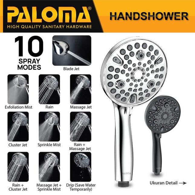 PALOMA HSP 1901 Hand Shower Mandi Handshower Head Kepala Sower 10 Mode