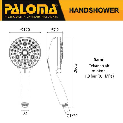 PALOMA HSP 1901 Hand Shower Mandi Handshower Head Kepala Sower 10 Mode