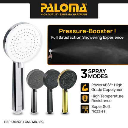 PALOMA Hand Shower Mandi Handshower Head Shower Kepala Shower Genggam Sower 3 Mode ABS Chrome Black Gunmetal Gun Metal Grey Gold Silver Hitam Abu Emas HSP 1302 HSP 1302CP HSP 1302MB HSP 1302GM HSP 1302SG