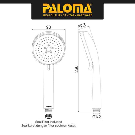 PALOMA Hand Shower Mandi Handshower Head Shower Kepala Shower Genggam Sower 3 Mode ABS Chrome Black Gunmetal Gun Metal Grey Gold Silver Hitam Abu Emas HSP 1302 HSP 1302CP HSP 1302MB HSP 1302GM HSP 1302SG
