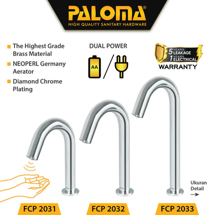 PALOMA Keran Sensor Otomatis Kran Cuci Tangan Wastafel Auto FCP 2031 2032 2033