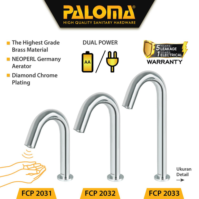 PALOMA Keran Sensor Otomatis Kran Cuci Tangan Wastafel Auto FCP 2031 2032 2033