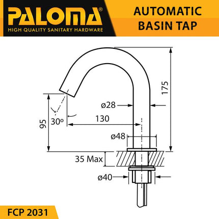 PALOMA Keran Sensor Otomatis Kran Cuci Tangan Wastafel Auto FCP 2031 2032 2033