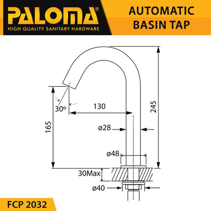 PALOMA Keran Sensor Otomatis Kran Cuci Tangan Wastafel Auto FCP 2031 2032 2033