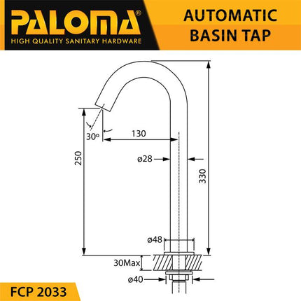 PALOMA Keran Sensor Otomatis Kran Cuci Tangan Wastafel Auto FCP 2031 2032 2033