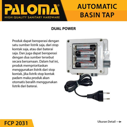 PALOMA Keran Sensor Otomatis Kran Cuci Tangan Wastafel Auto FCP 2031 2032 2033