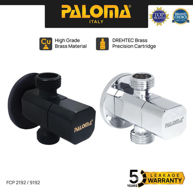 PALOMA Keran Stop 2 Cabang Toilet WC Jet Shower Tembok Kran Air FCP 2192 & FCP 9192 Black chrome