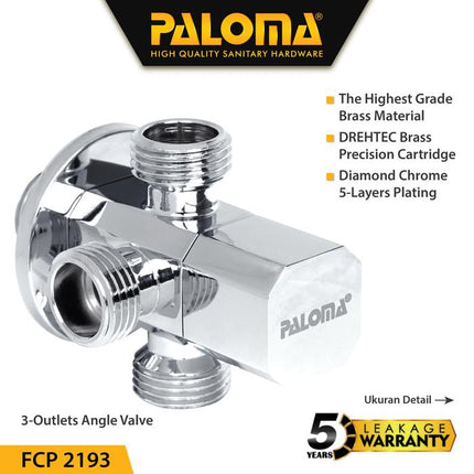 PALOMA Keran Stop Cabang Toilet WC FCP 9193 & FCP 2193 Jet Shower Tembok Kran Air