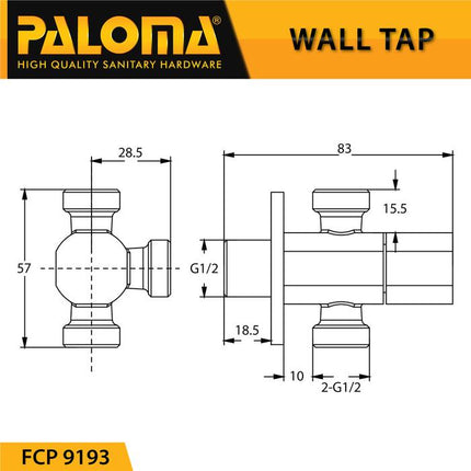 PALOMA Keran Stop Cabang Toilet WC FCP 9193 & FCP 2193 Jet Shower Tembok Kran Air