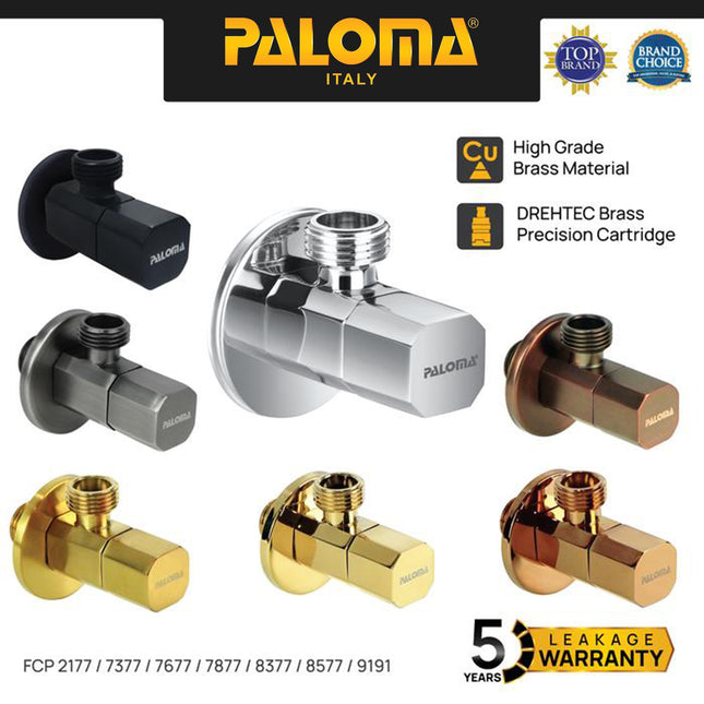 PALOMA Keran Stop Toilet WC Jet Shower Valve Tembok Kran Air Brass Kuningan Chrome Krom Black Hitam Gunmetal Gold Emas Bronze Tembaga FCP 2177 7677 8577 7877 7377 9191 8377