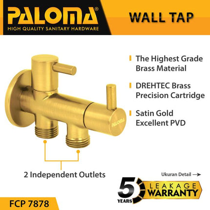 PALOMA Keran Stop Valve Cabang Faucet Keran Toilet Keran WC Keran Jet Shower Wall Tembok Keran Water Air Wall Wave Brass Kuningan Gold Emas Black Hitam Bronze Tembaga FCP 9278 7378 7678 8378 7878