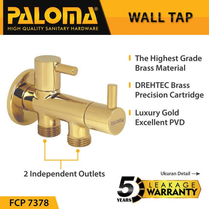 PALOMA Keran Stop Valve Cabang Faucet Keran Toilet Keran WC Keran Jet Shower Wall Tembok Keran Water Air Wall Wave Brass Kuningan Gold Emas Black Hitam Bronze Tembaga FCP 9278 7378 7678 8378 7878
