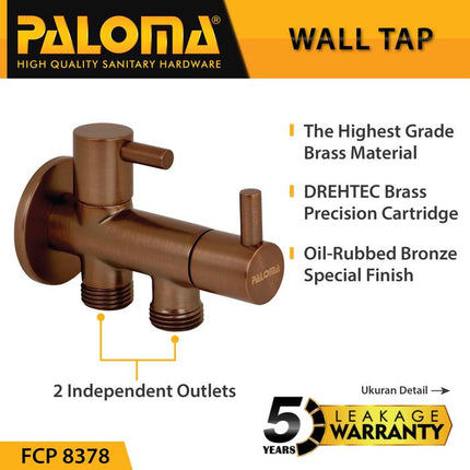 PALOMA Keran Stop Valve Cabang Faucet Keran Toilet Keran WC Keran Jet Shower Wall Tembok Keran Water Air Wall Wave Brass Kuningan Gold Emas Black Hitam Bronze Tembaga FCP 9278 7378 7678 8378 7878